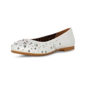 Steve Madden Girl Blair Silver Embellished Star Sequin Ballet Flat 4 NEW